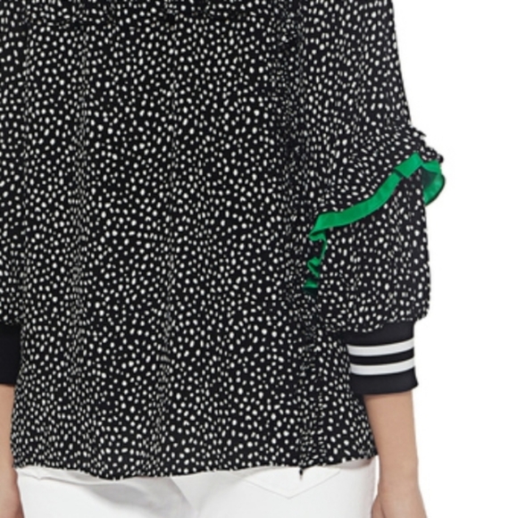 TIBI MARTINE RUFFLE POLKA DOT BLOUSE - Picture 3 of 11